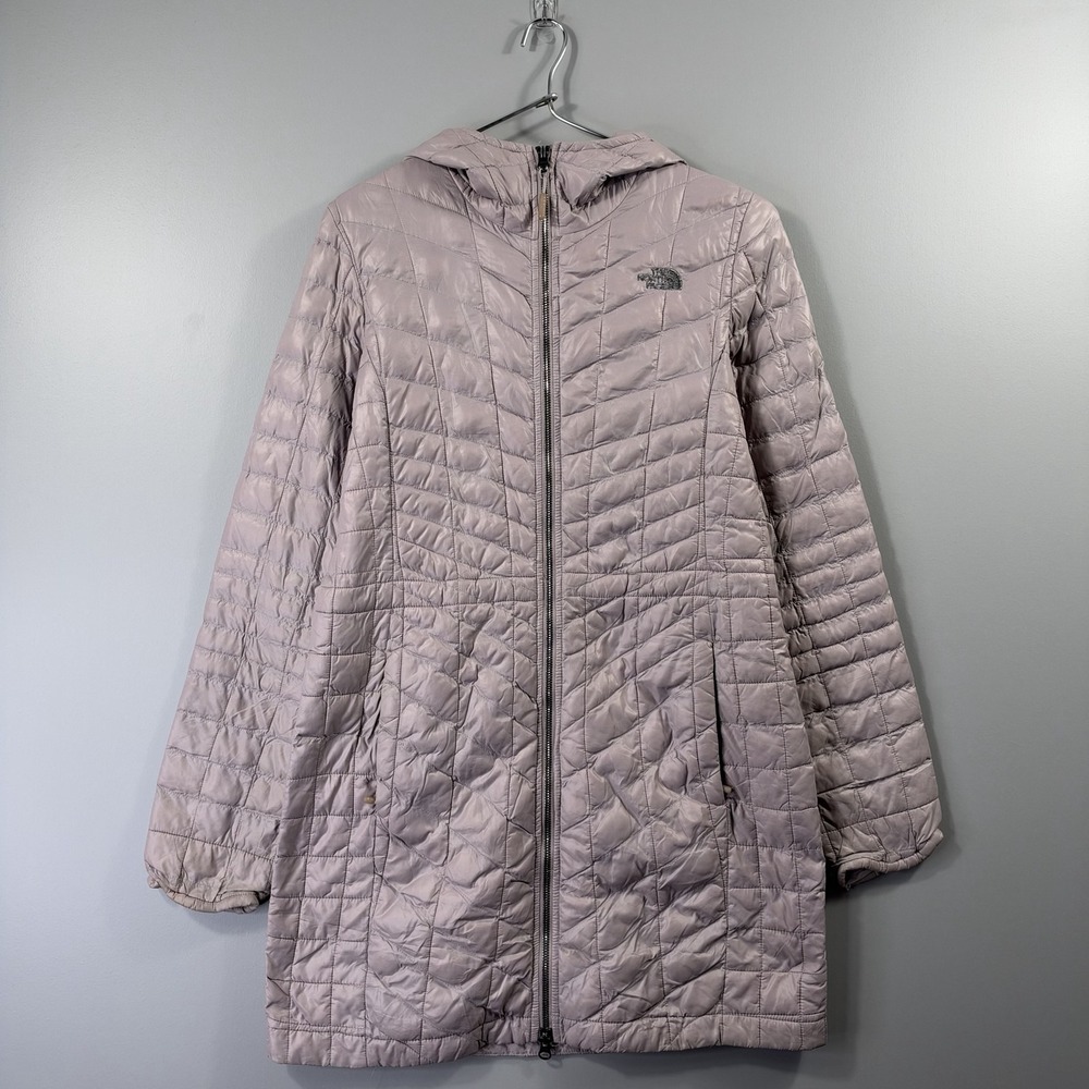 The North Face Coat Womens Small Pink ThermoBall Hooded Quilted Insulated Parka